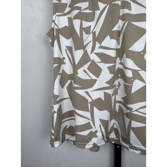 Susan Graver Liquid Knit Tank Top Women's Large Beige Geometric Stretch Workwear - Picture 3 of 11